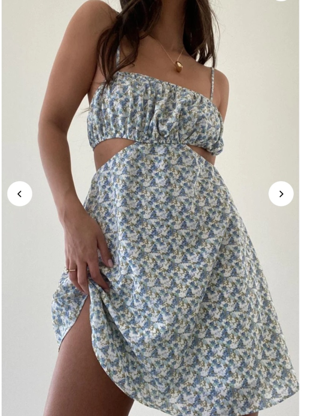 Chula Dusty Blue Floral Print Cutout Mini Dress Size Small